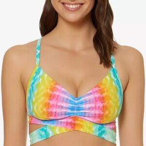 BLEU Rod Beattie Cross Back Rainbow Bikini Top